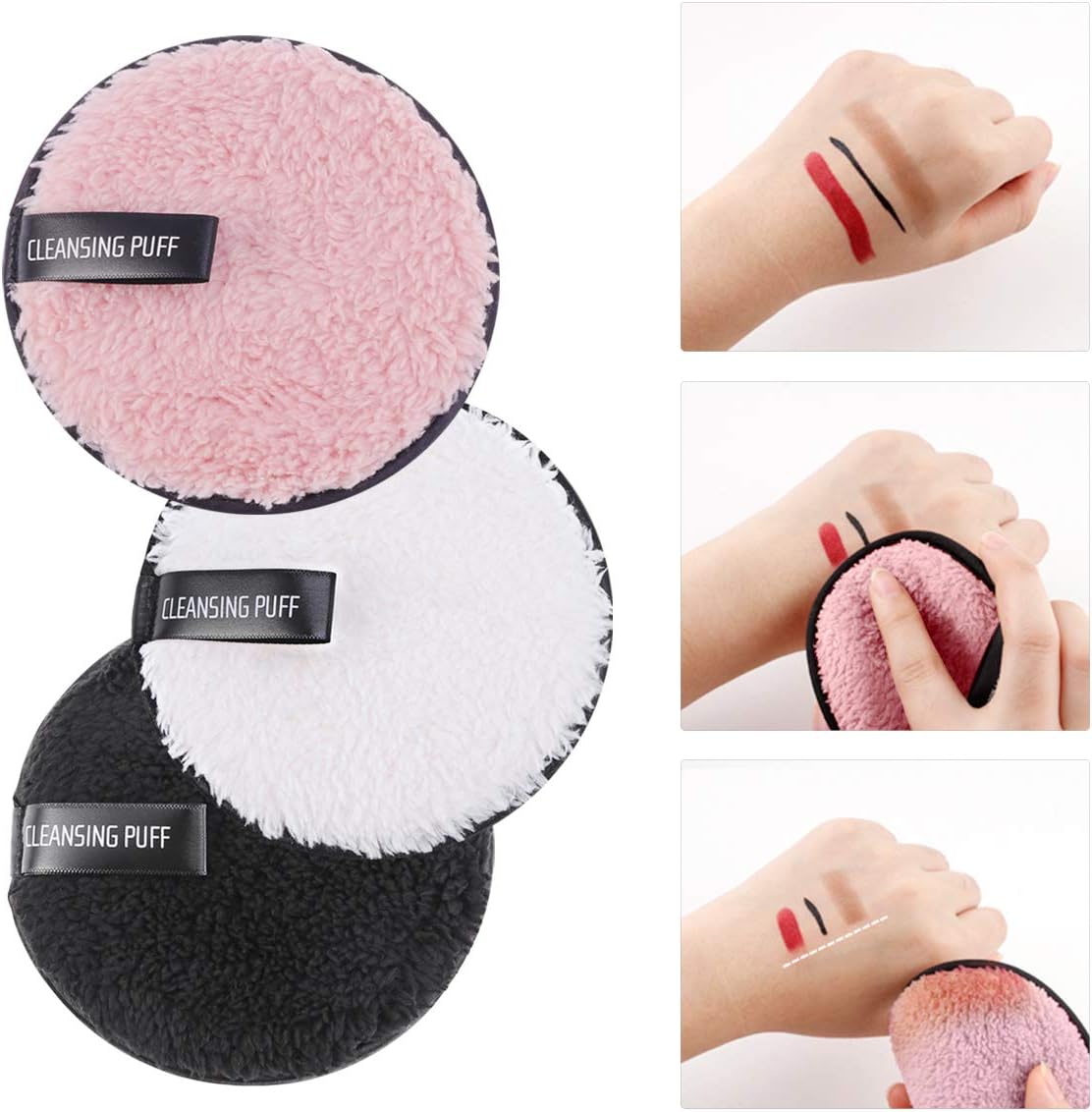 Makeup remover pad, long microfiber in white