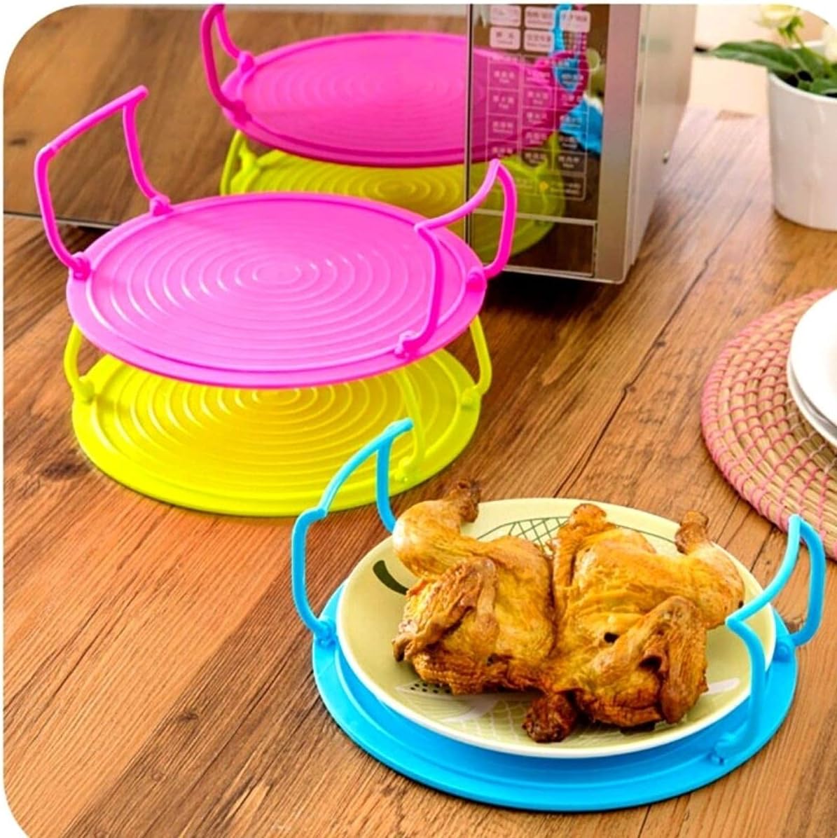 Food-grade microwave plate rack