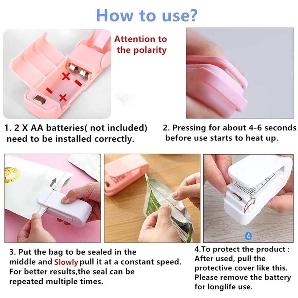 Portable bag sealing machine for chip bags