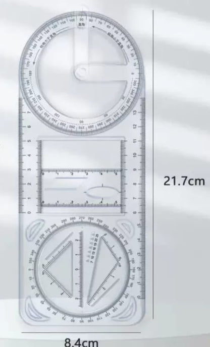 Multifunctional geometric ruler, design 1