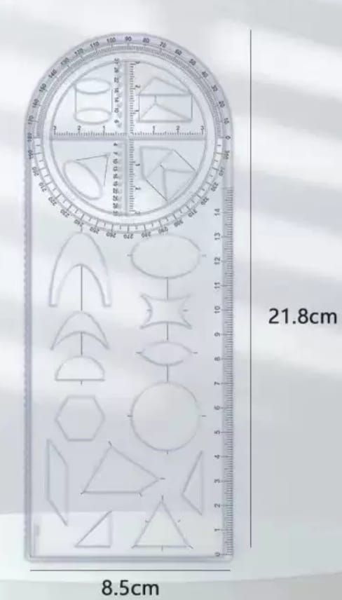 Multifunctional geometric ruler, design 2