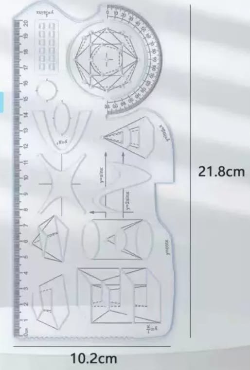 Multifunctional geometric ruler, design 3