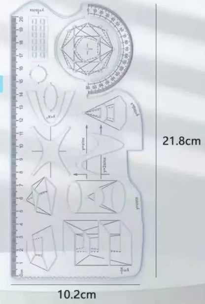 Multifunctional geometric ruler, design 3