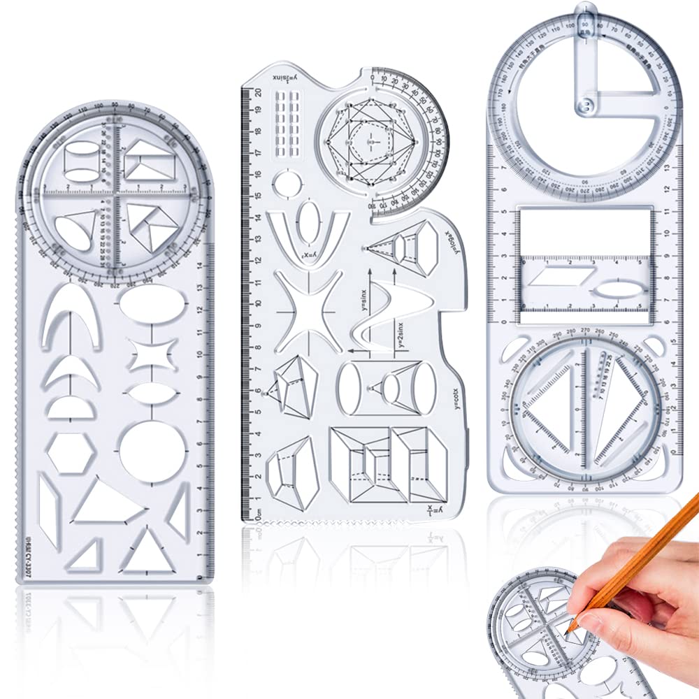 Multifunctional geometric ruler for drawing shapes