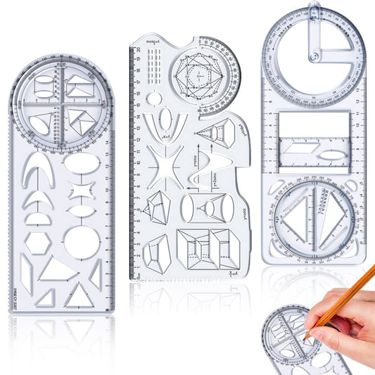Multifunctional geometric ruler for drawing shapes