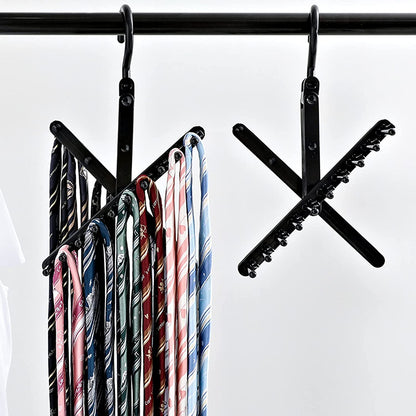 Multilayer tie hanger with non-slip clips for 20 ties or scarves