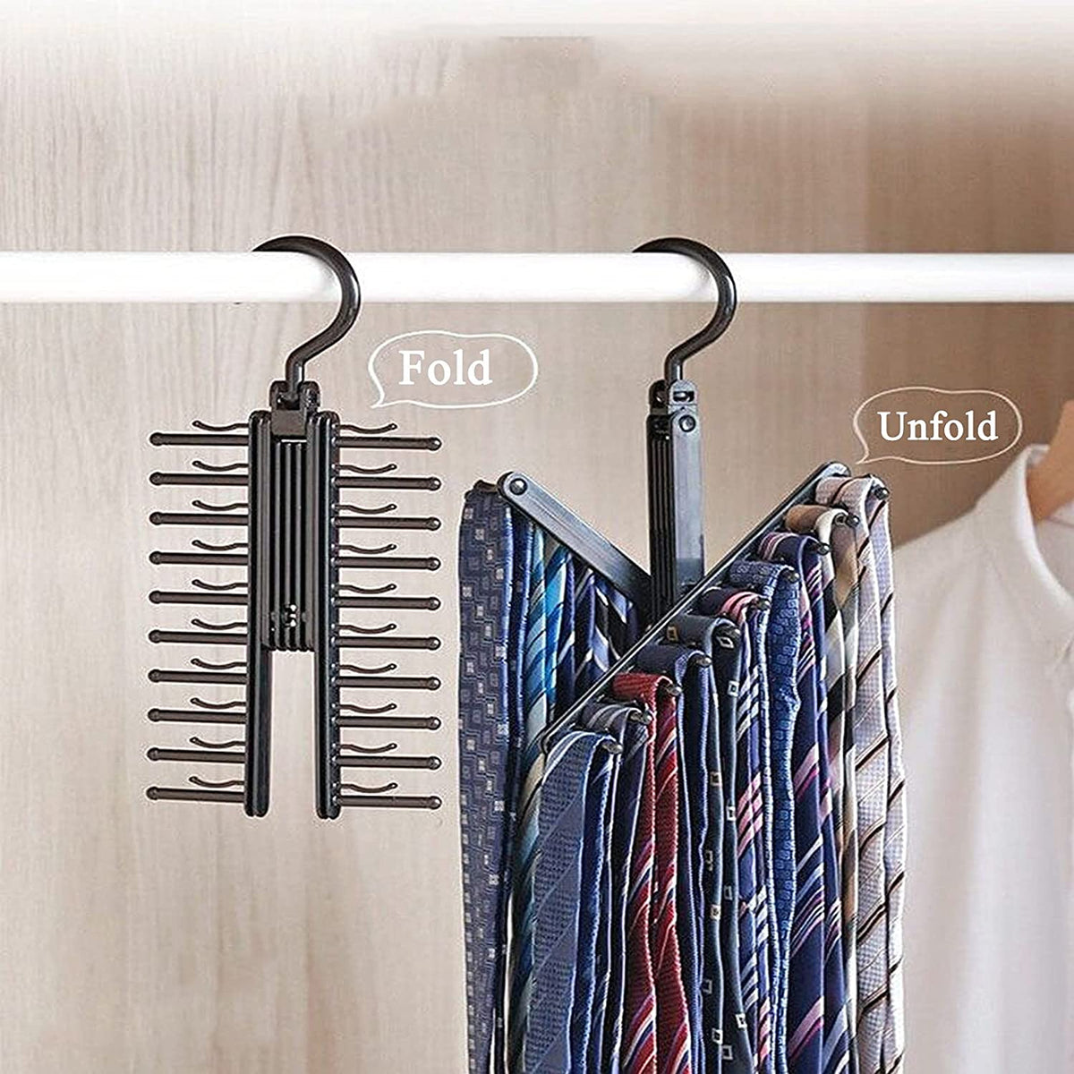 Tie rack organizer for ties, belts and scarves