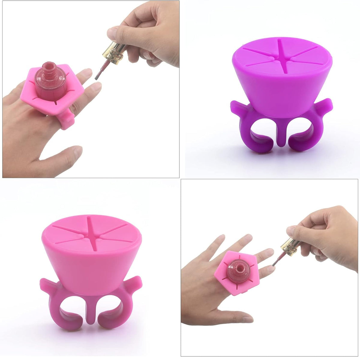 Nail polish bottle grip for different bottle sizes