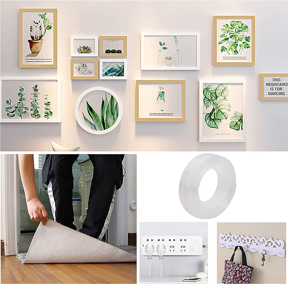 Transparent double sided tape for mounting items at home