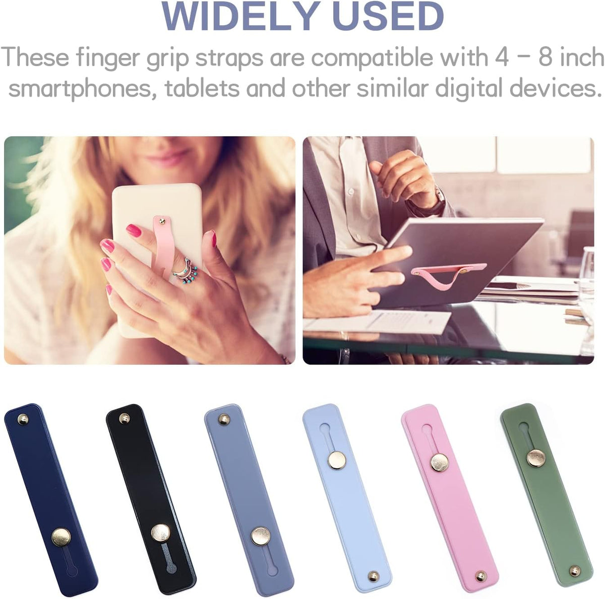 Adhesive phone grip strap