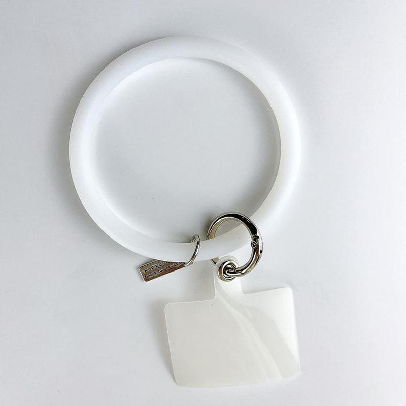 Silicone phone wrist strap in white