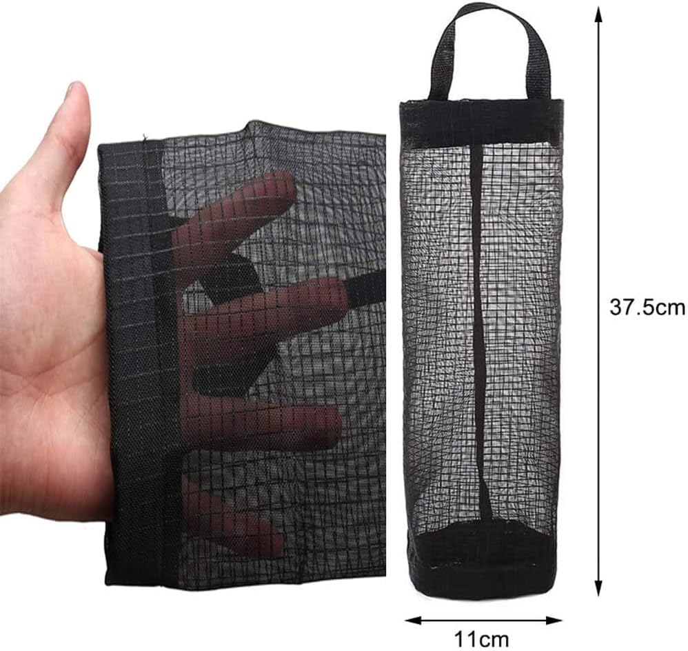 Mesh plastic bag holder in black