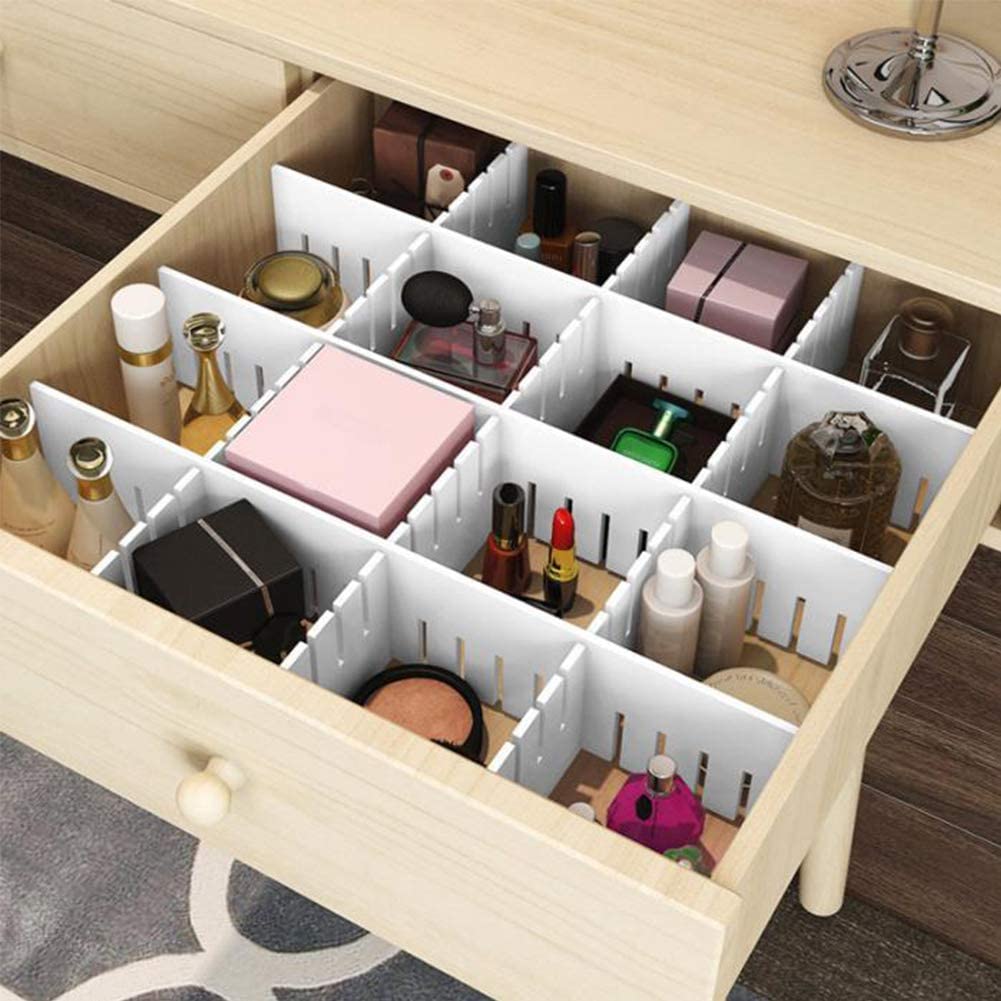 Adjustable plastic drawer dividers, 4 pack, 47 x 7 cm
