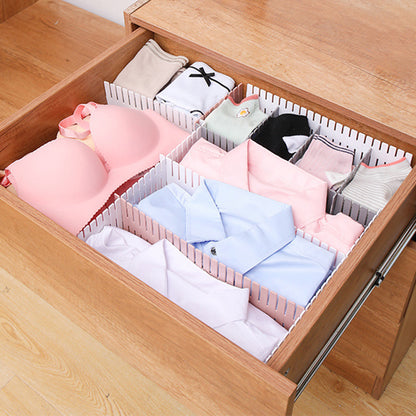 Plastic drawer dividers for organizing closets and drawers