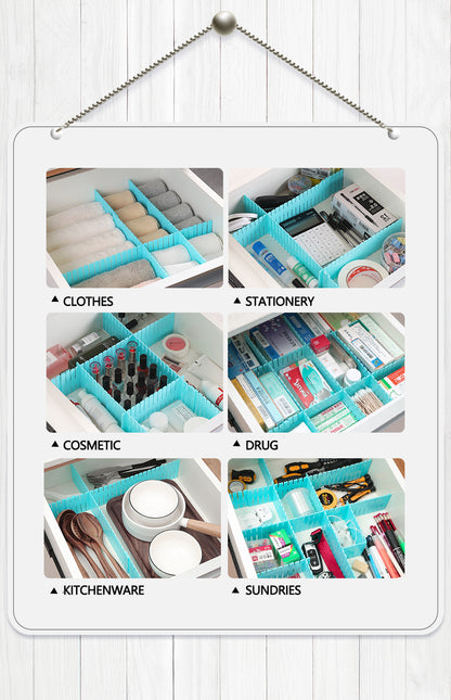 DIY plastic drawer dividers arranged in different shapes for small items