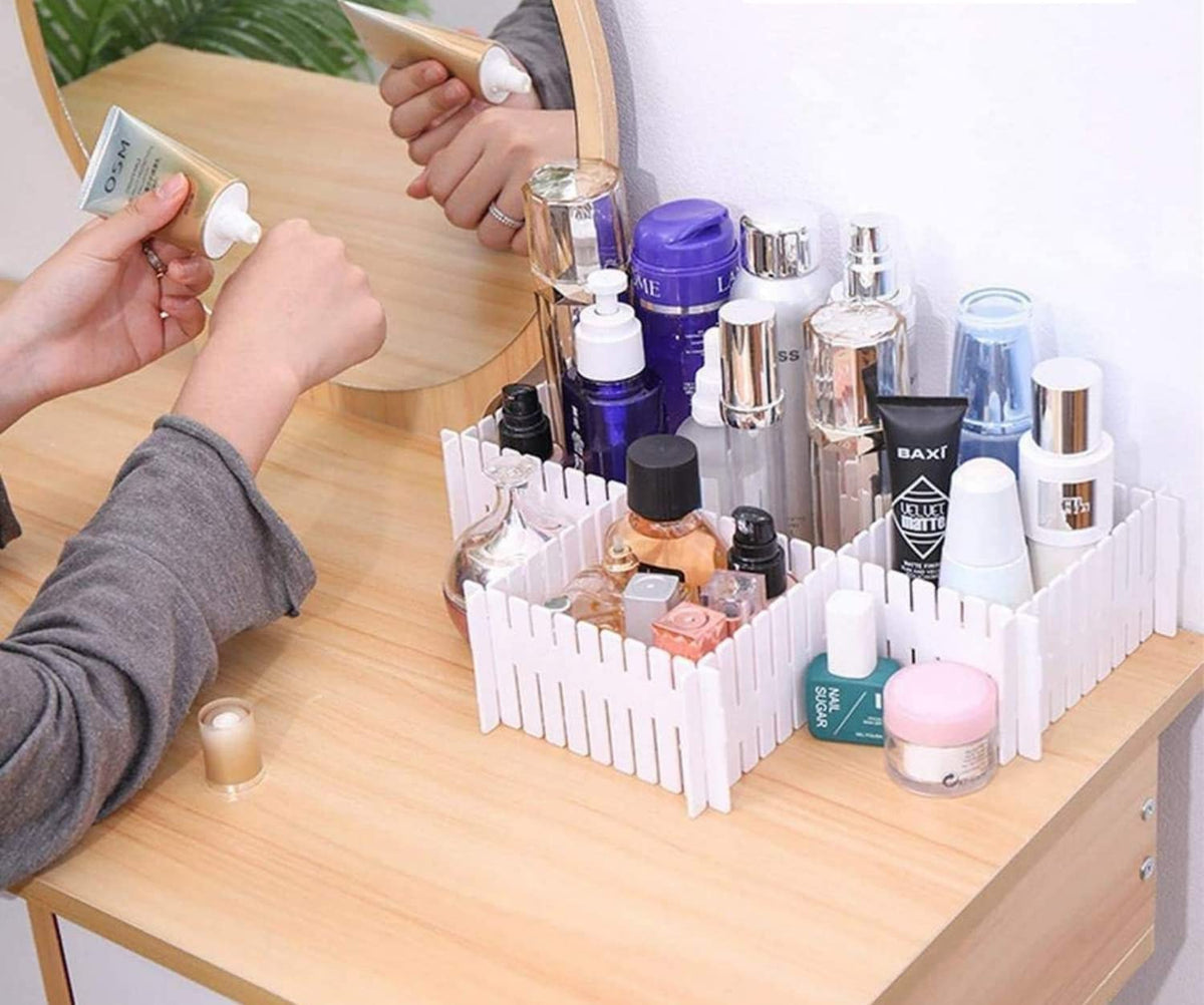 Plastic drawer dividers that are easy to cut and fit together without nails or glue