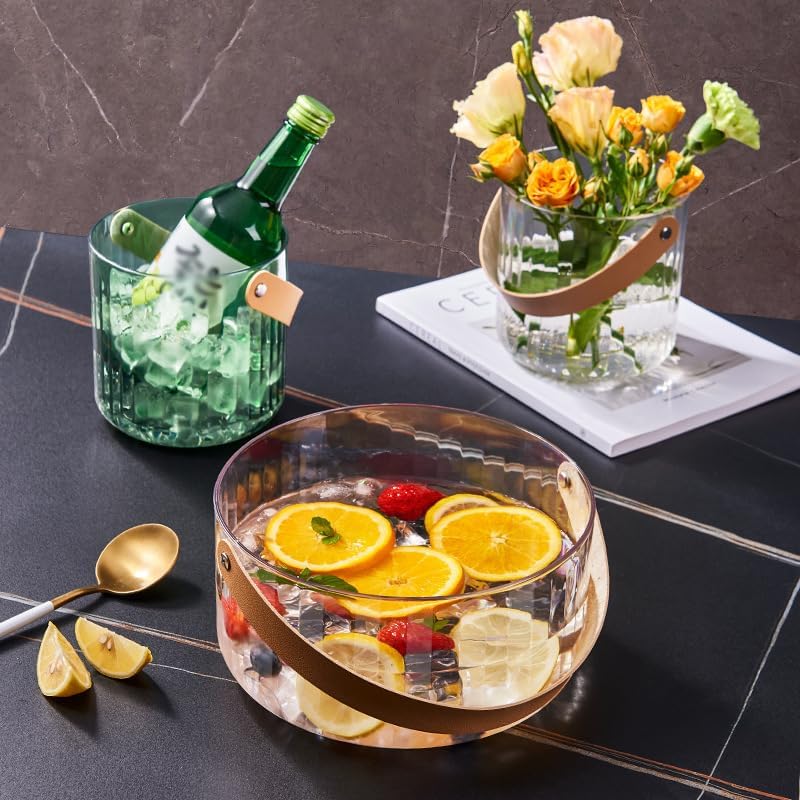 Clear plexi serving bucket with built-in handles