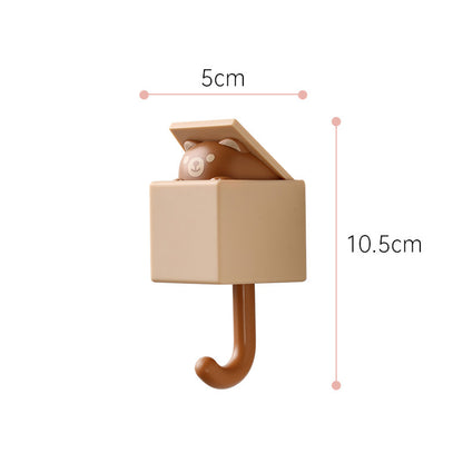 Pop up animal hook, brown bear with beige box