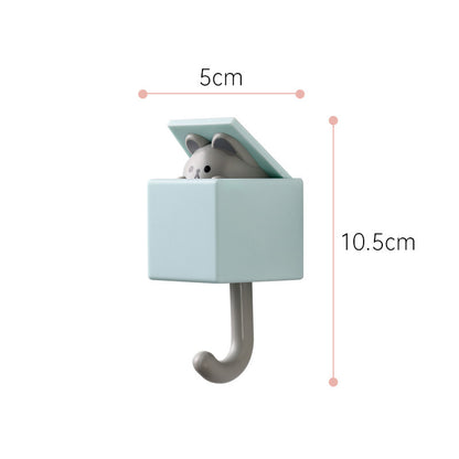 Pop up animal hook, grey mouse with blue box