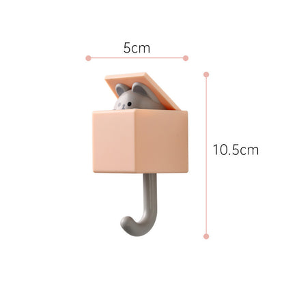 Pop up animal hook, grey mouse with orange box