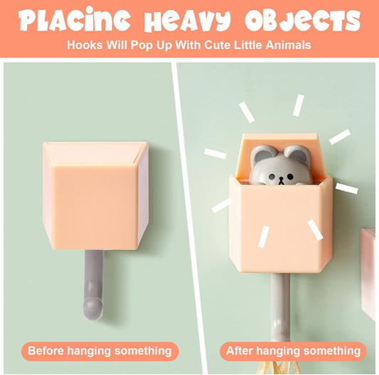 Pop up cute animal wall hooks