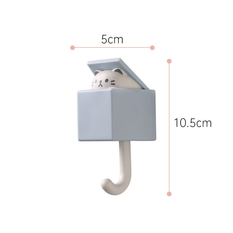 Pop up animal hook, white cat with blue box