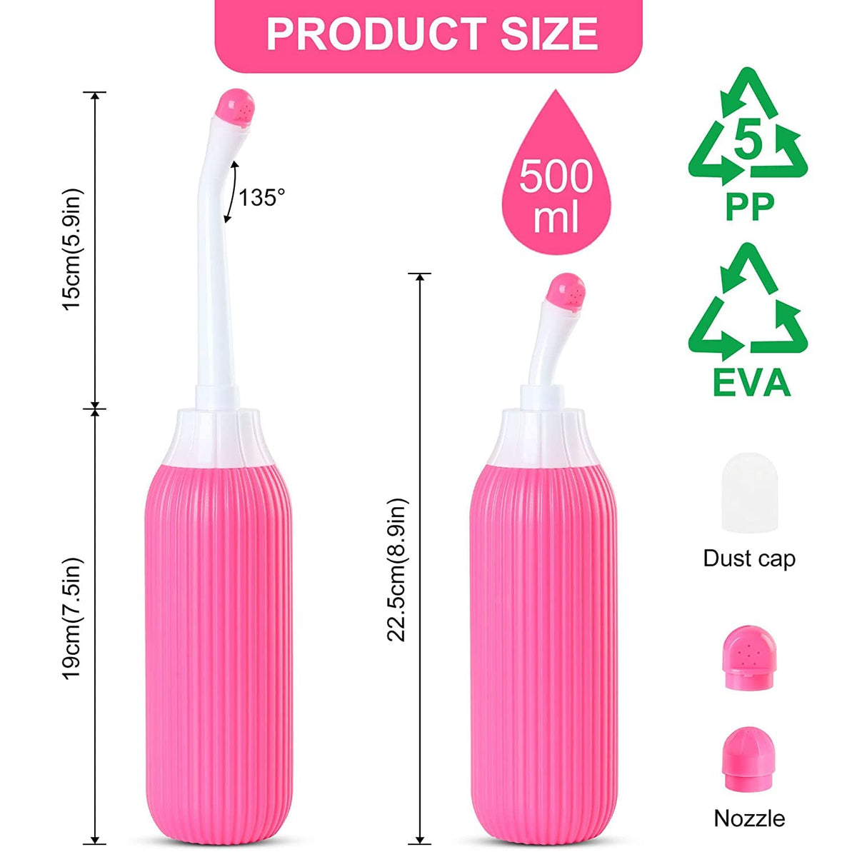 Portable travel bidet bottle made of non-toxic EVA and PP material