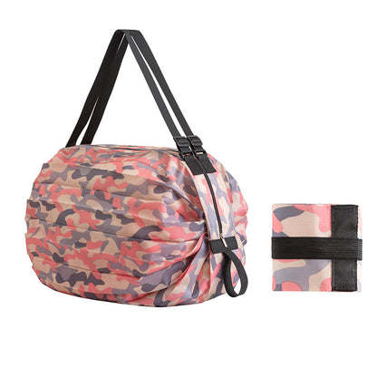 Portable large shopping bag in pink camouflage