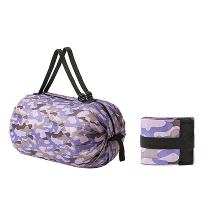 Portable large shopping bag in purple camouflage