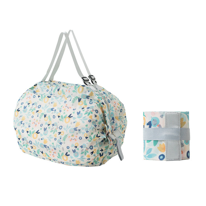 Portable large shopping bag in white with blue