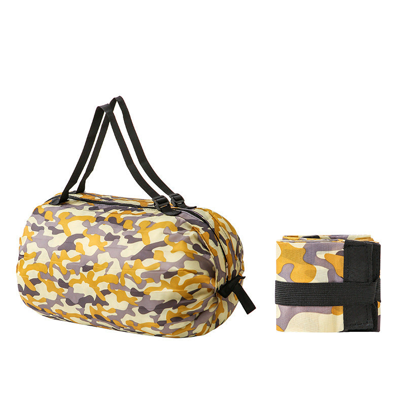 Portable large shopping bag in yellow camouflage