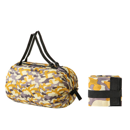 Portable large shopping bag in yellow camouflage