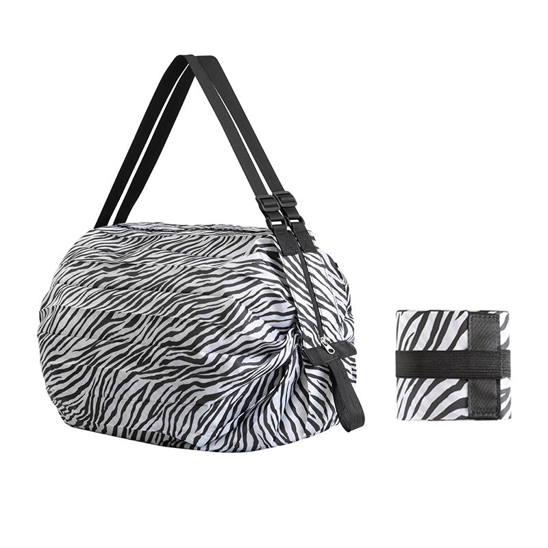 Portable large shopping bag, zebra print