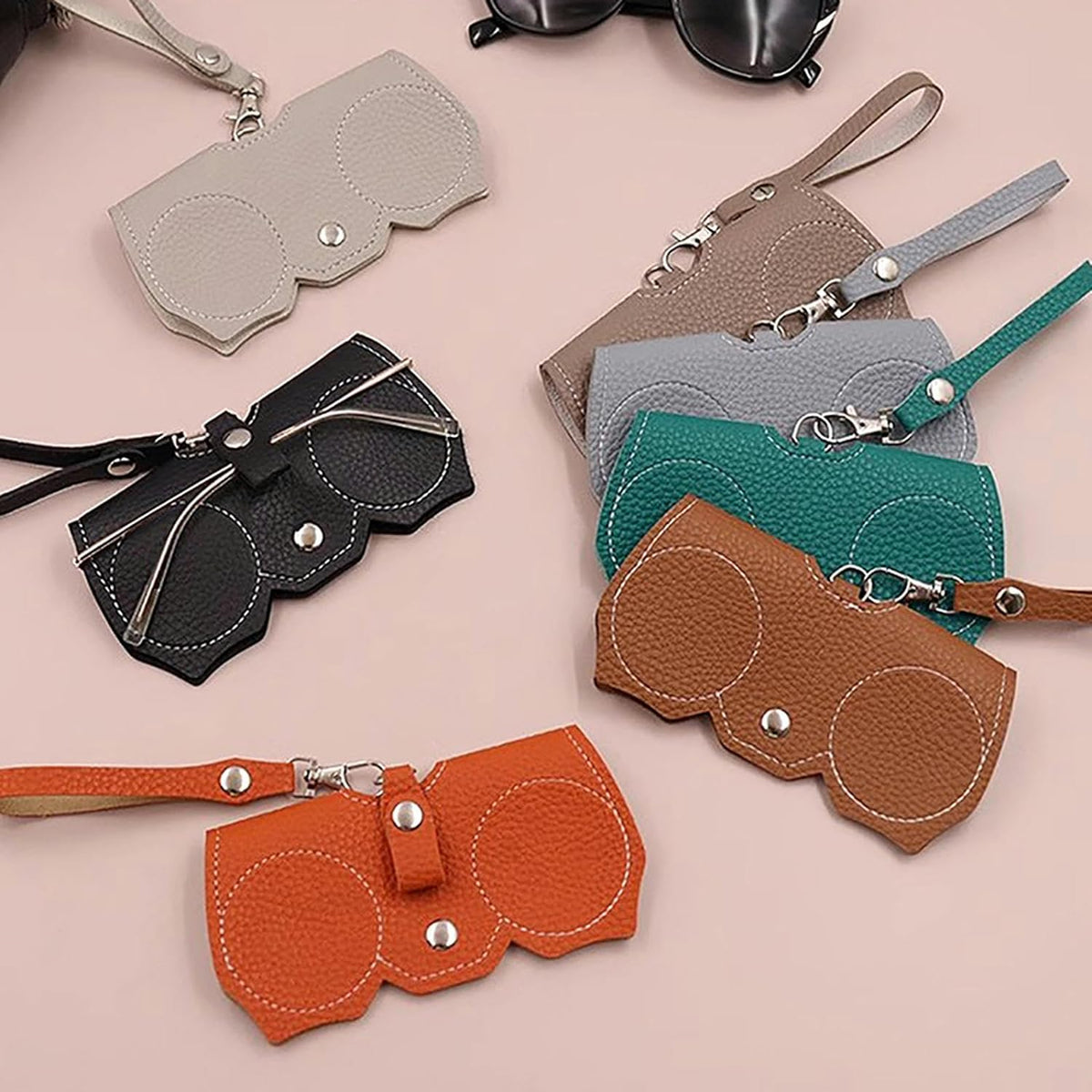 Leather portable sunglasses case for everyday use and travel