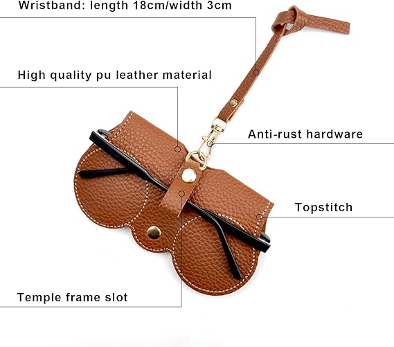 Portable sunglasses holder with a sturdy metal snap button for easy opening and closing