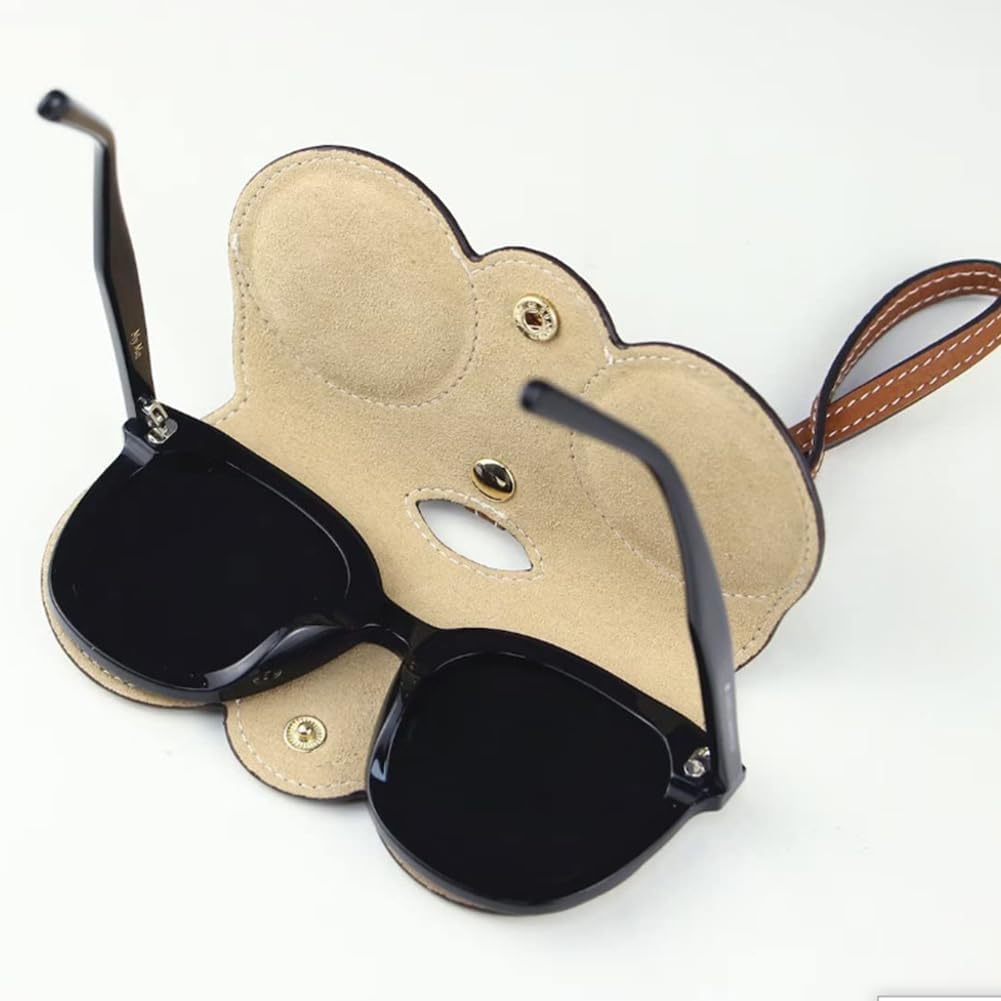 Portable sunglasses holder made of soft PU leather that protects glasses from scratches