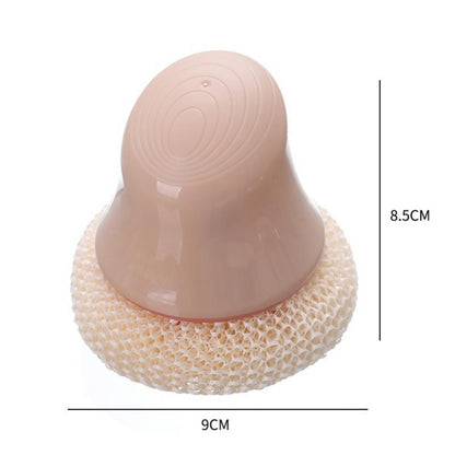 Pot cleaning ball with handle in light pink