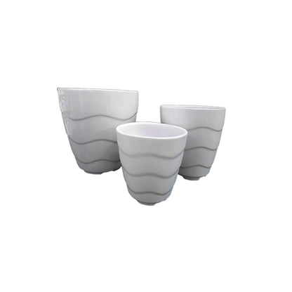 Plant Pot Set, 3 Pack White Round Ceramic for indoors and outdoors