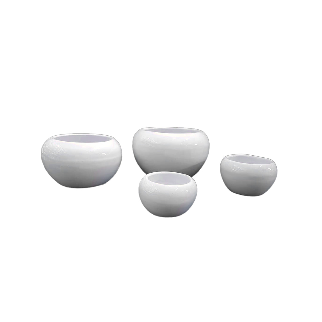 Plant Pot Set, 3 Pack White Round Ceramic for indoors and outdoors