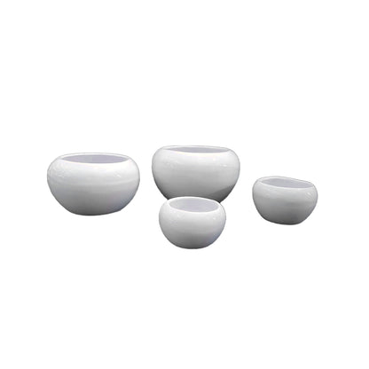 Plant Pot Set, 3 Pack White Round Ceramic for indoors and outdoors