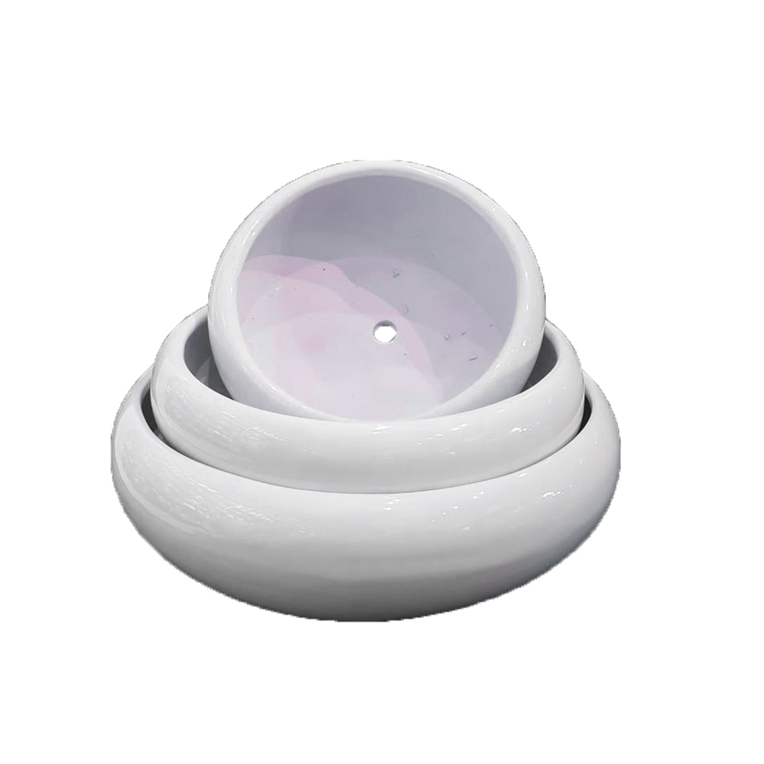 Plant Pot Set, 3 Pack White Round Ceramic for indoors and outdoors