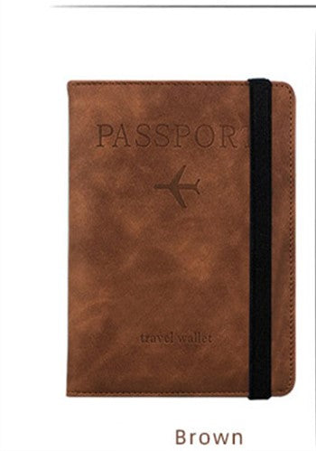 RFID blocking passport holder in brown