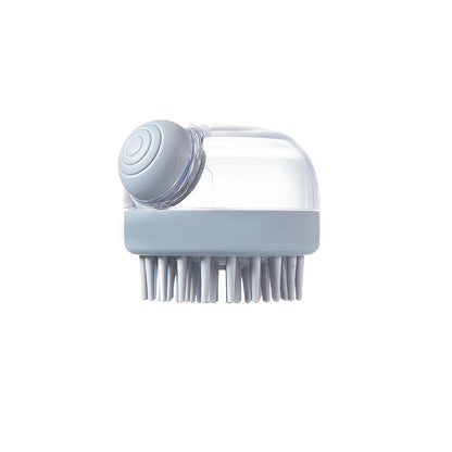 Shampoo dispenser head brush in grey
