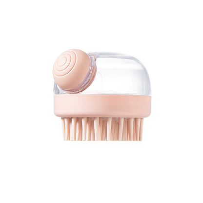 Shampoo dispenser head brush in pink