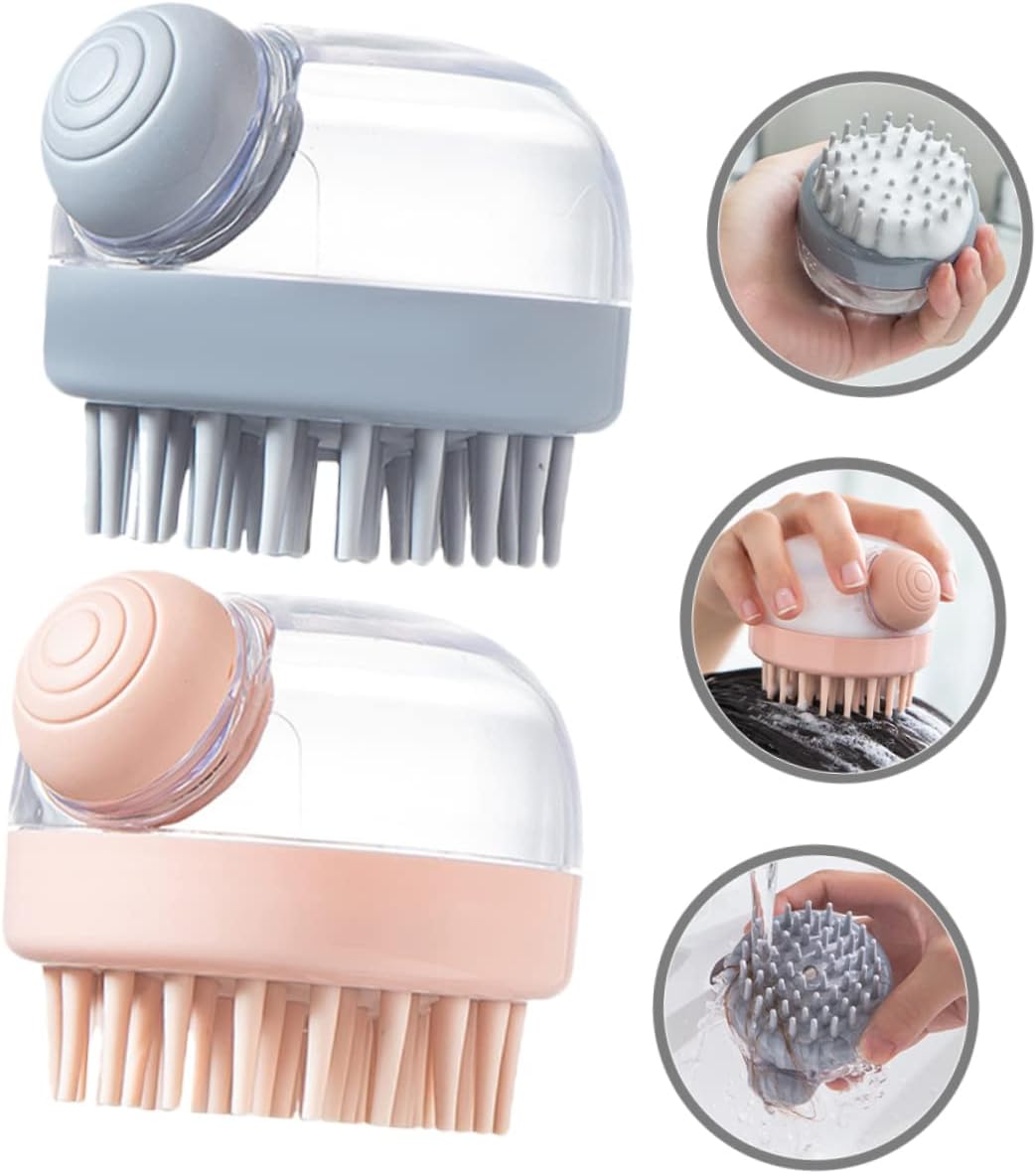 Refillable shampoo massage brush