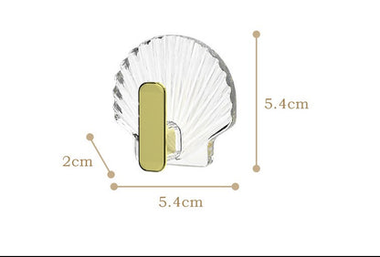 Shell hooks for keys, towels and bags