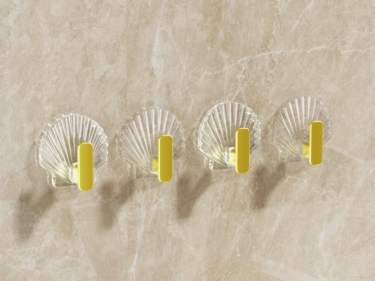 Shell design adhesive hooks in transparent