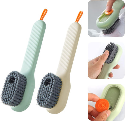 Shoe cleaning brush with soft, moderate bristles