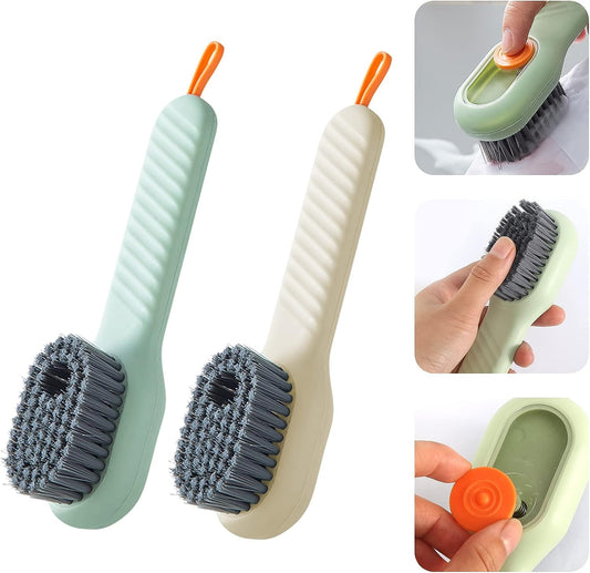 Shoe cleaning brush with soft, moderate bristles