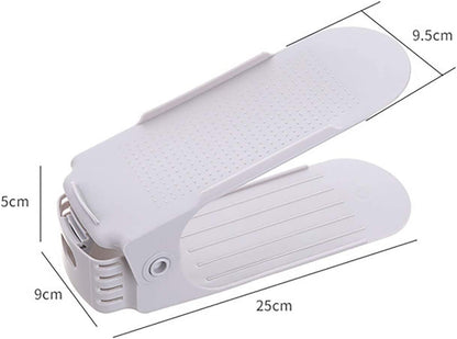 Shoe stacker with 4 adjustable height positions from 6.8 to 17 cm for different shoe types